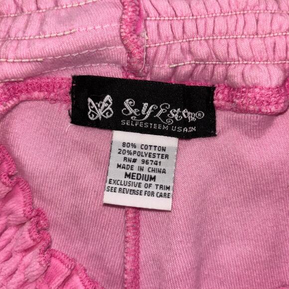 Vintage Y2k Self Esteem High Waisted Flare Velour Sweatpants Pink Size Medium - Picture 3 of 9